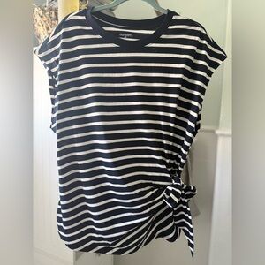 Black & White Striped Side-Tie Tee